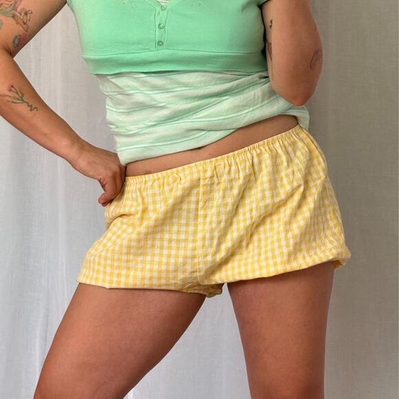 !M?ERFECT Pants - ✿ yellow gingham bloomer shorts cottagecore lounge shorts ♡